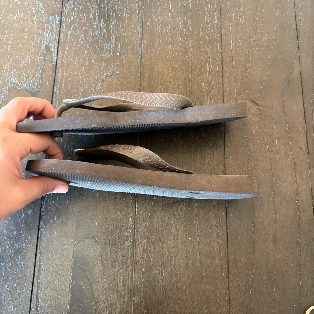 Havaianas Slim Crystal II Brown‎ Flip Flops my Sandals Evil Eye Size 6 - Picture 2 of 10